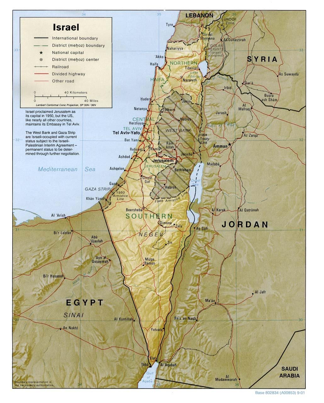 kaart van israël geografie