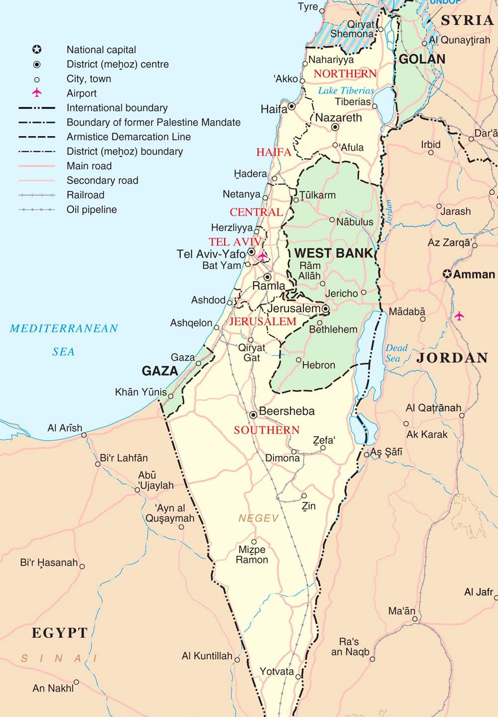 kaart van israël toeristische