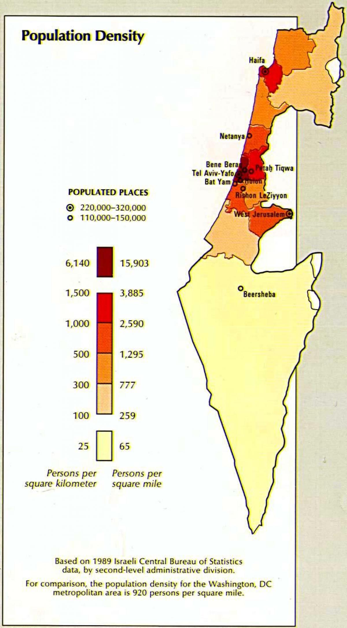 kaart van israël bevolking