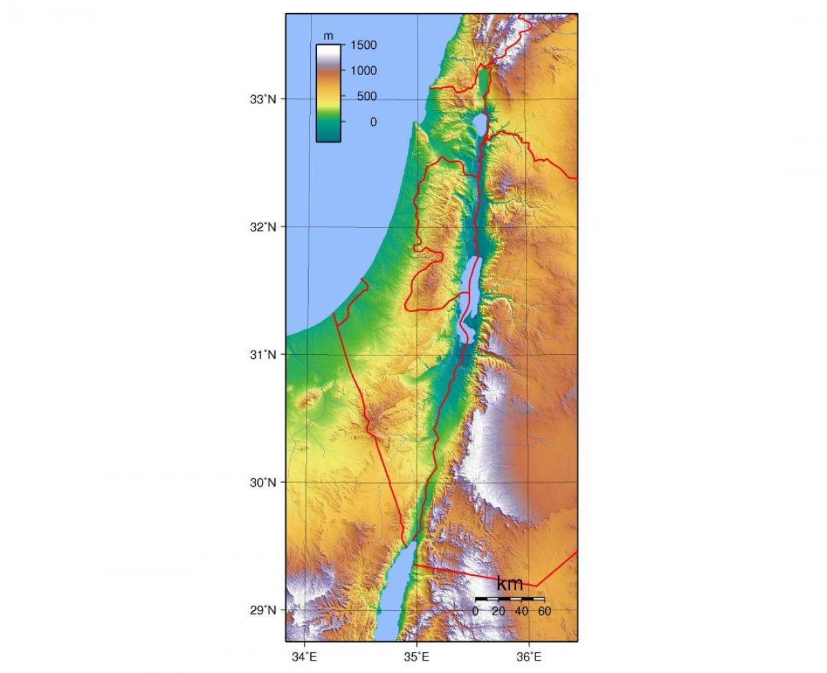 kaart van israël hoogte