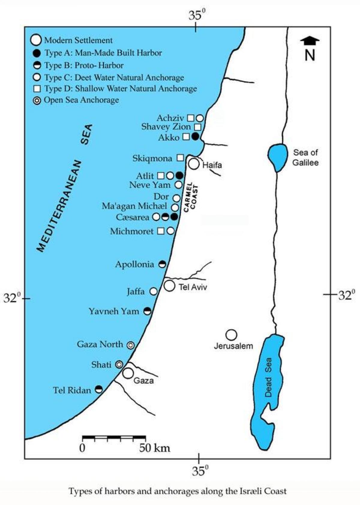 kaart van israël poorten