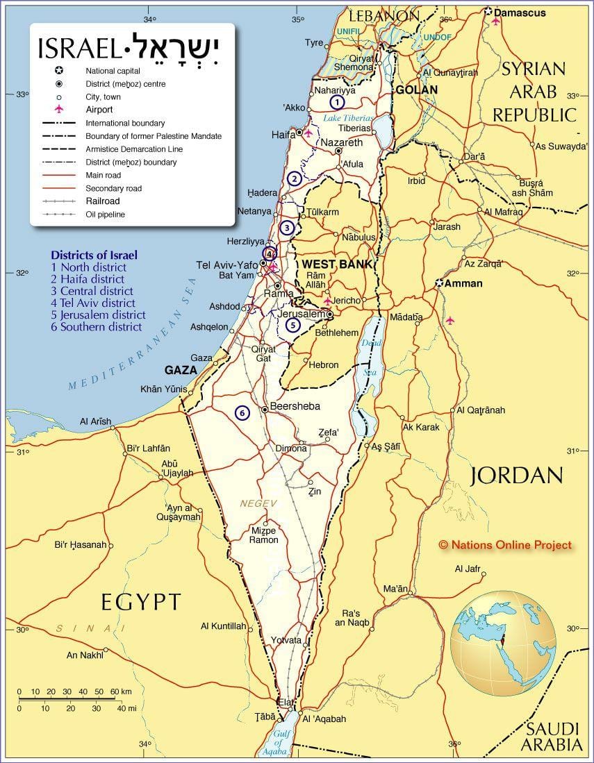 israël regio ' s in kaart
